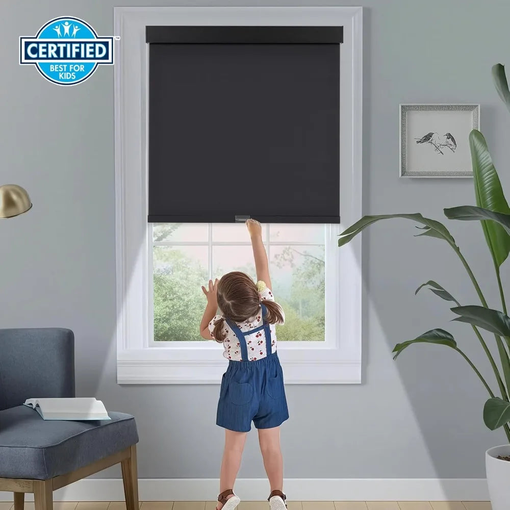 Cordless Insulated Thermal Roller Blinds with Valance for Indoor Windows