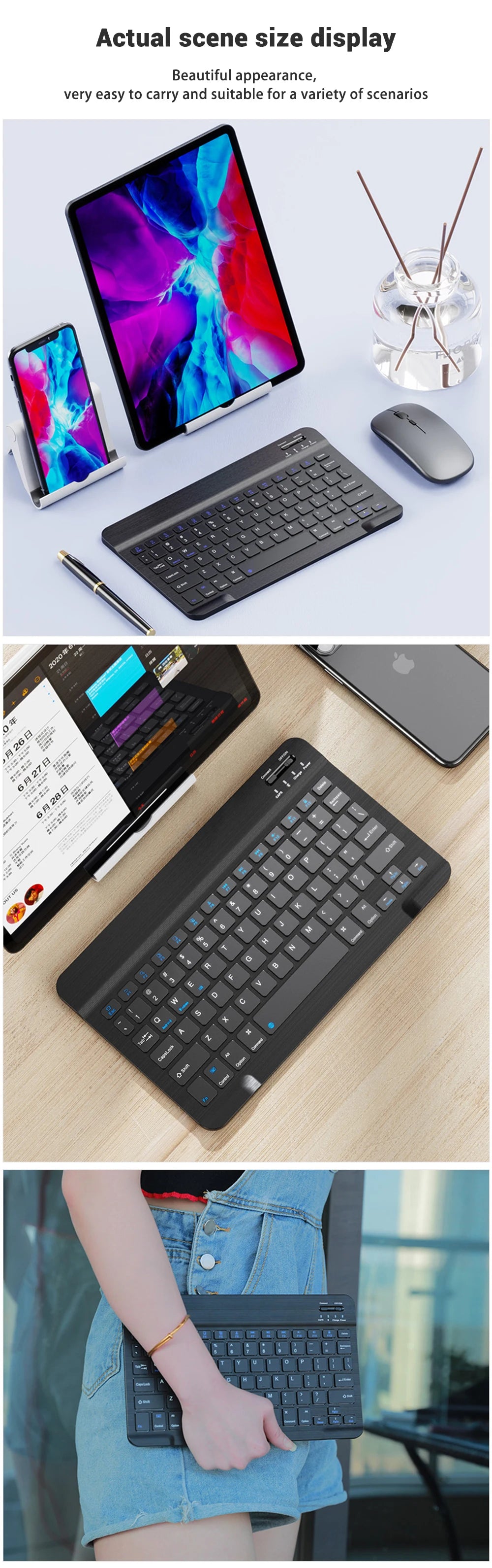 Bluetooth Keyboard and Mouse For iPad Xiaomi Samsung