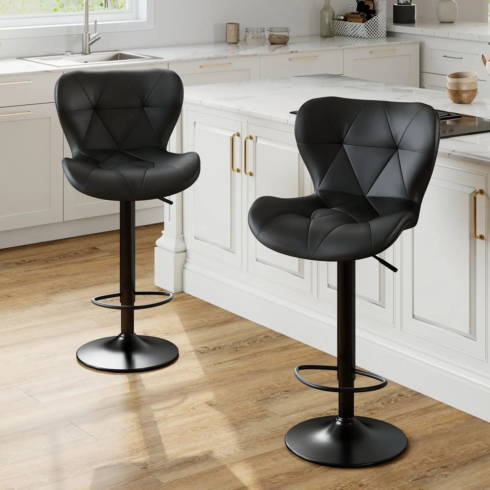 Ergonomic Faux Leather Dining Chairs Set of 2