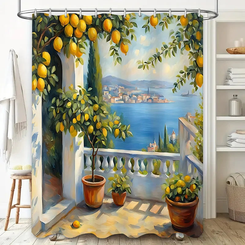 Elegant Lemon Tree Shower Curtain for Bathroom