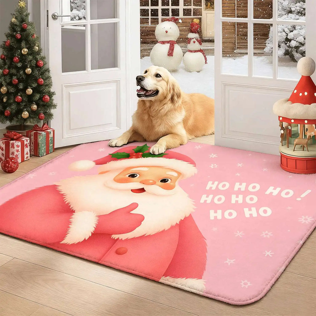 Pink Santa Claus Kitchen Mats 1/2/3pcs Christmas Rugs