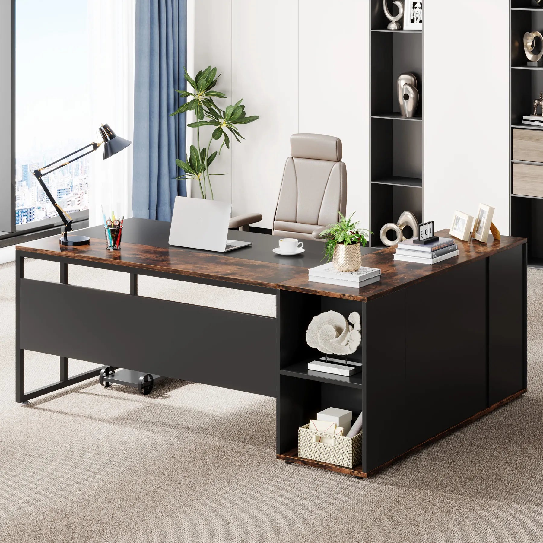 Tribesigns 71 inch Executive Desk, L Shaped Desk