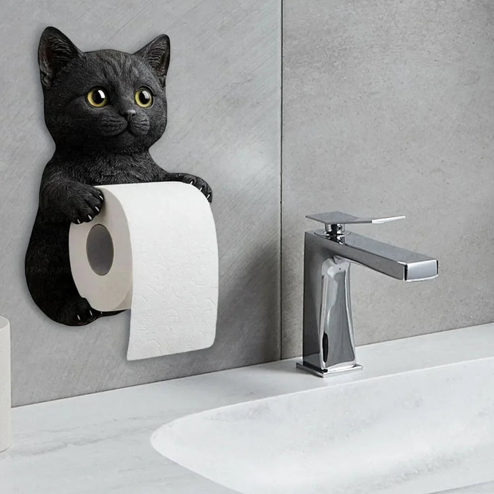 Cat Toilet Paper Holder Wall Mounted