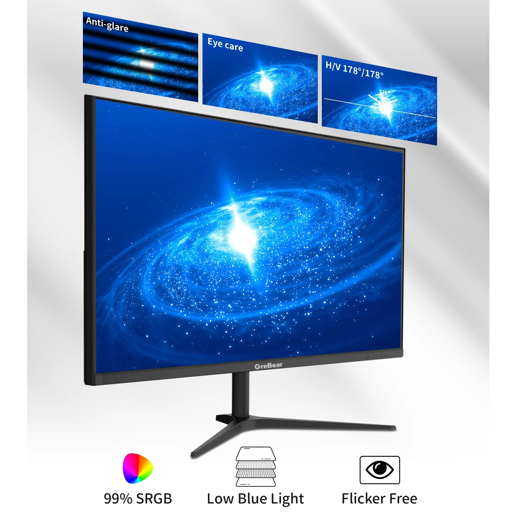 27-inch Computer Monitor IPS Panel PC Monitors FHD 1080p 75Hz LED Display Home Office Desktop Screen, HDMI, VGA, Flicker