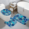 Bathroom Anti-Slip Mat Set - 3pcs Kit with Bluesy Irregular Glass Stone Pattern 2D Design, Digital Print - Includes Non-Slip Mat